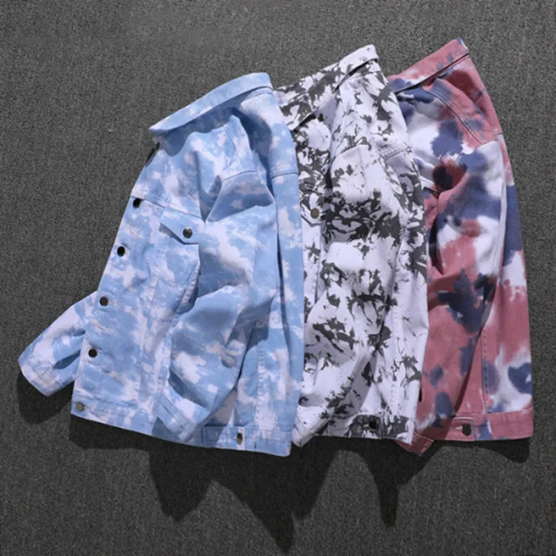 Джинсовка Мужская зауженная с камуфляжным принтом хлопковая куртка из денима