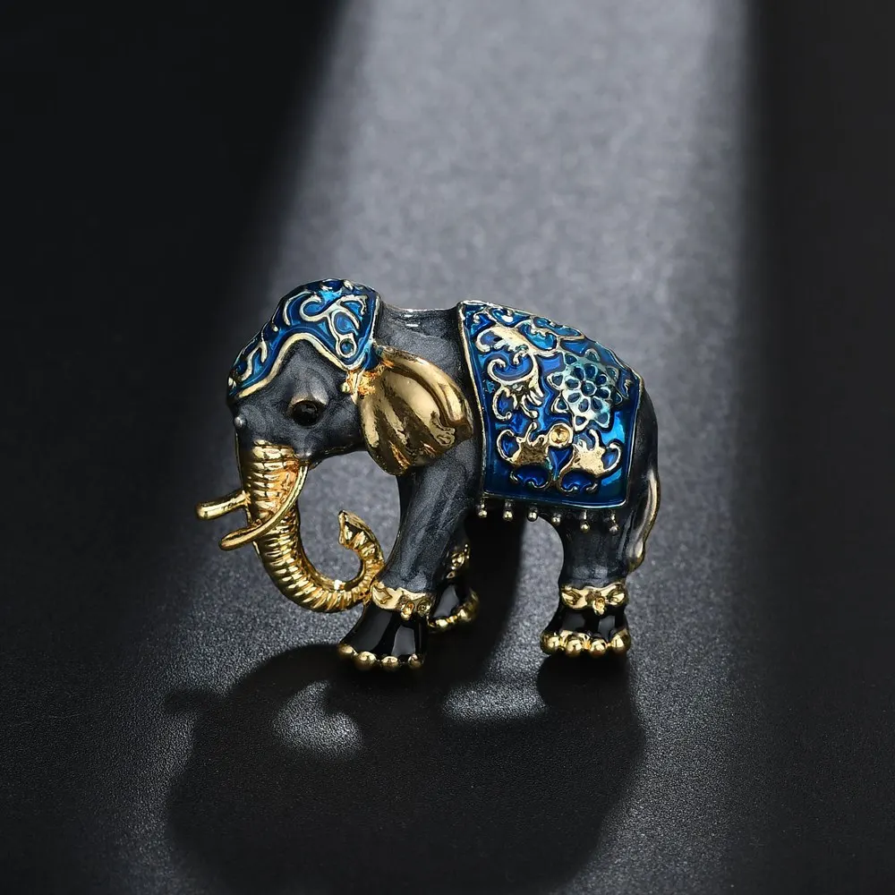 

Drop Retro Enamel Color Elephant Mini Elephant Small Brooch Shirt Female Brooch Diamond Collar Pin Sweater Accessories