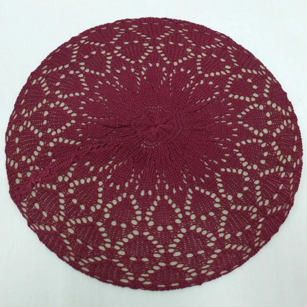 Женская вязаная шапка берет Boina de Ganchillo 8 цветов весна лето осень|beret cap|knitted beretcap beret