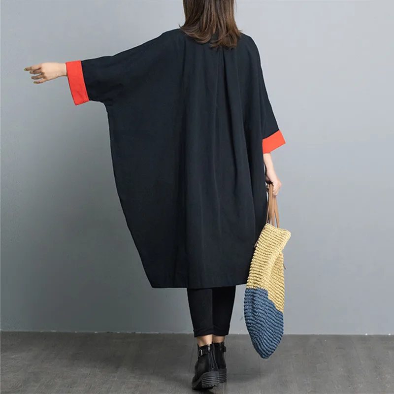 cotton plus size Oversized vintage women causal loose midi spring autumn shirt dress elegant clothes ladies dresses