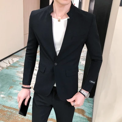 Весна 2020 мужской костюм повседневный трендовый Молодежный корейский