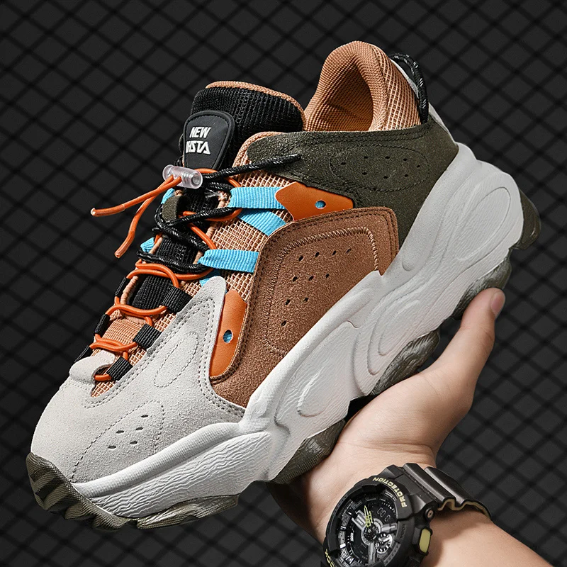 

2021 Autumn Street Style Couple Men's Sport Casual Shoes High Increasing Unisex Man Chunky Sneakers Footwear