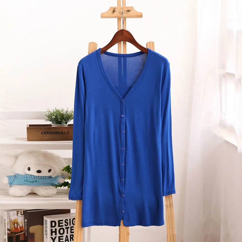 

2021 New Spring And Summer Fashion Cardigan Modal Mid-long Section Was Thin V-neck Thin Sunscreen Clothing