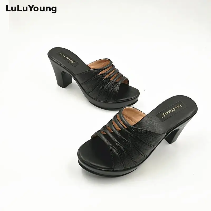 Женские ботинки из натуральной кожи на высоком каблуке Туфли-лодочки каблуках