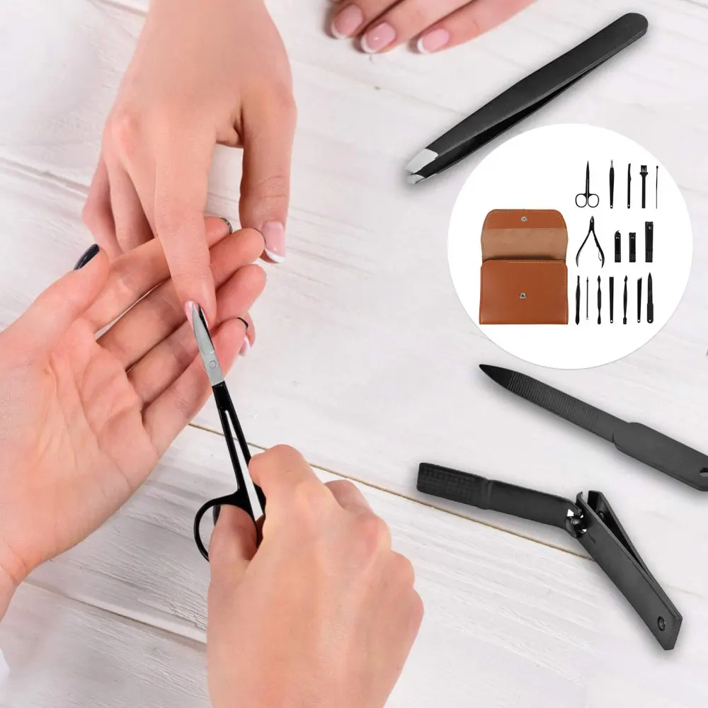 

16pcs Manicure Pedicure Set Nail Clippers Scissors Grooming Tools with Case