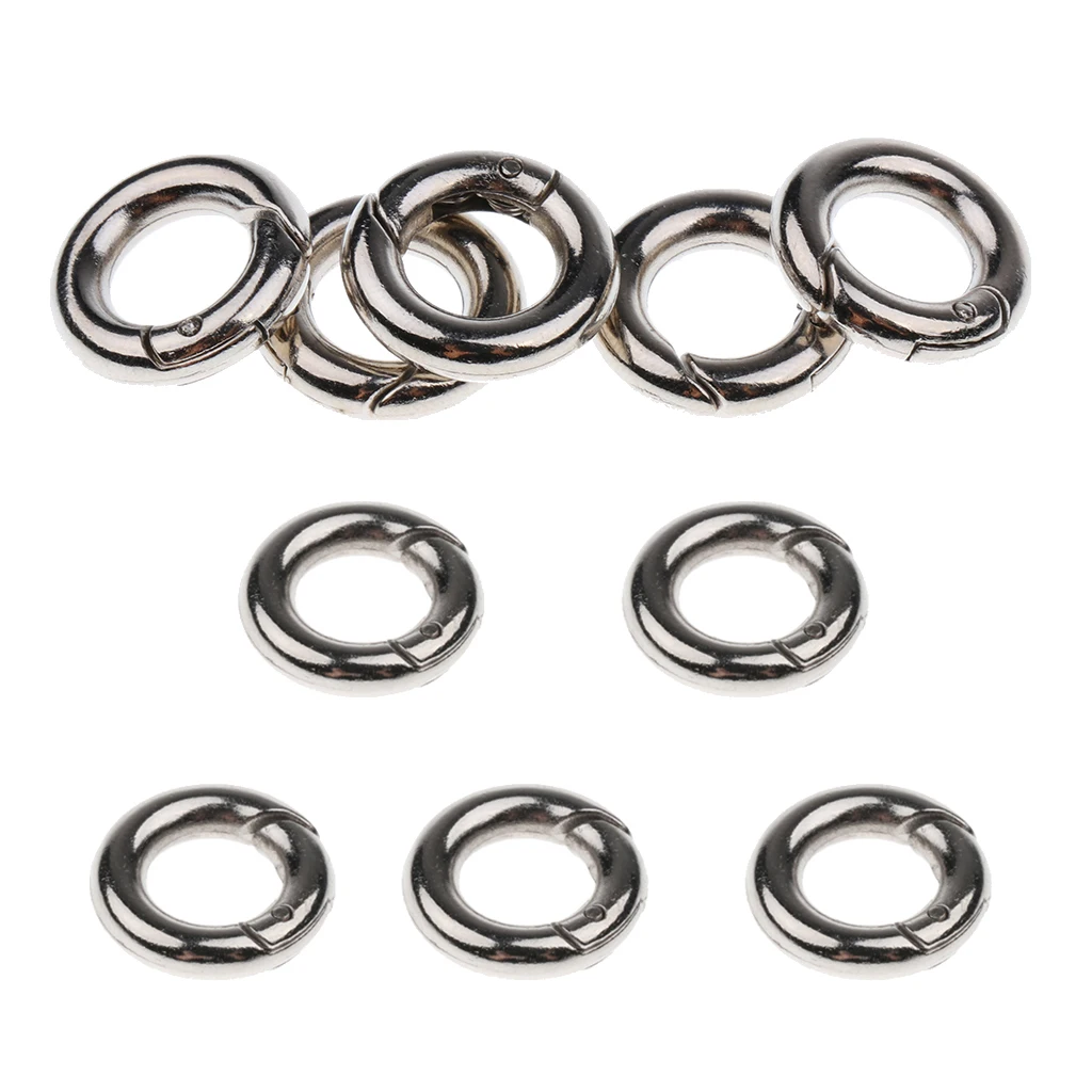 10 шт. Серебряный Круглый карабин пружинное кольцо пряжка зажим крючок Брелок для