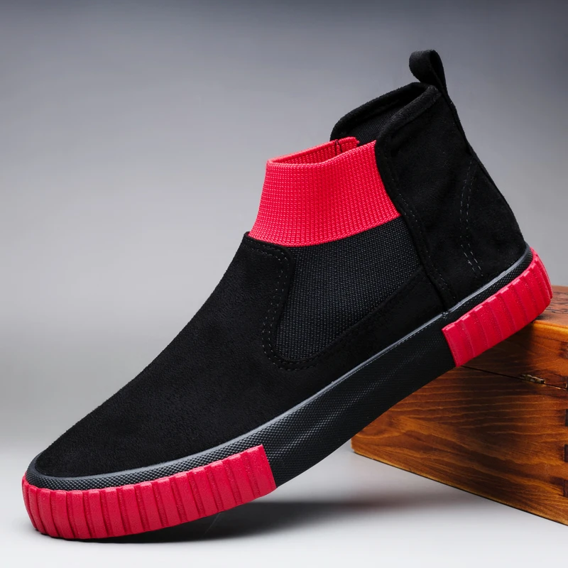 

Brand New Spring Autumn Fashion Men Slip-On Suede Leather Casual Shoes Trend High Top Flat Shoes Cool Loafers