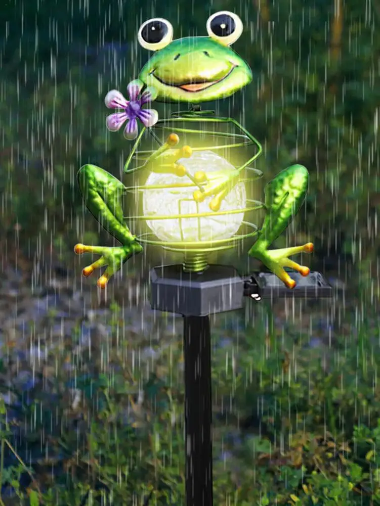 

Сасветильник светильник в виде лягушки на солнечной батарее, непроницаемая садовая декоративная лампа в форме пружины для газона