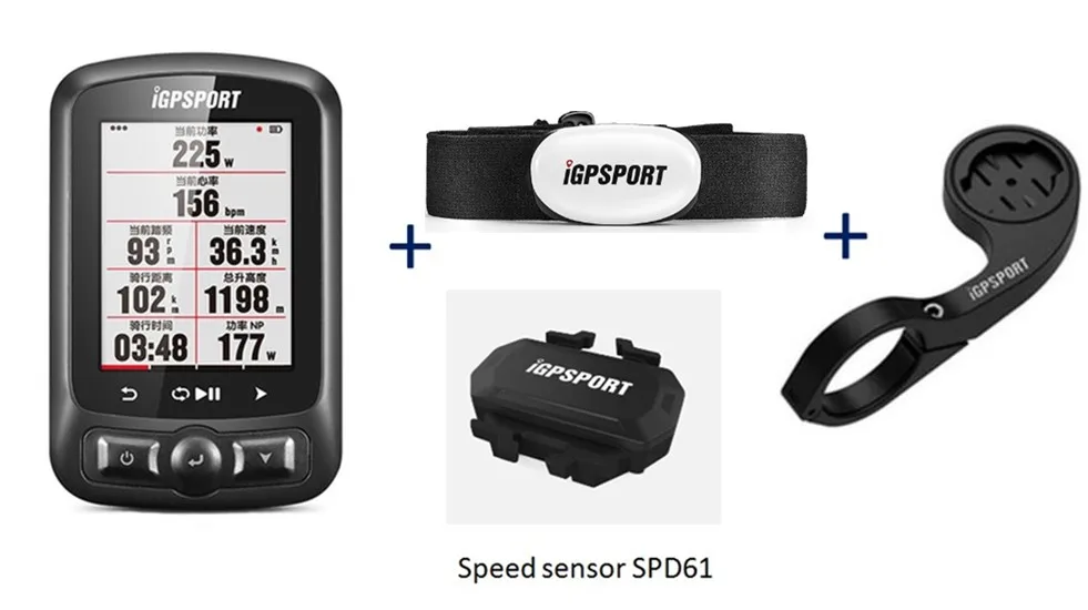 I gps порт iGS618 gps Велосипедный компьютер Спидометр IPX7 с аксессуарами - Цвет: Set M
