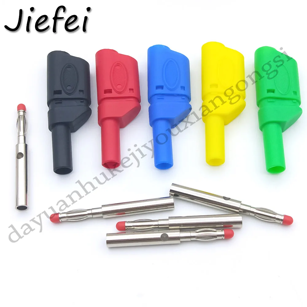 5 color 20-200pcs New 5 color Shrouded Fully Insulated Safety 4mm Male Stackable Banana Plug Connector - Цвет: 5 color
