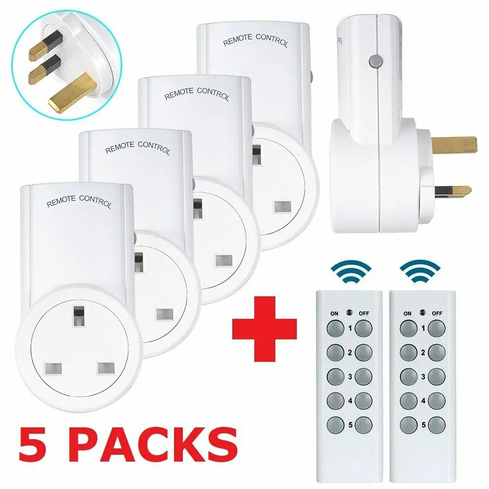 

5 Packs Wireless Sockets Remote Control Switch Smart Home Electrical Plug UK