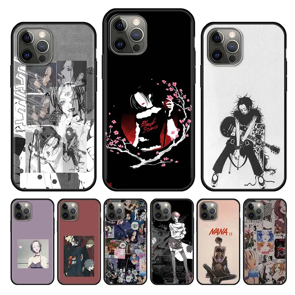 

NaNa Osaki Anime Cell Phone Case For iPhone 11 13 12 Pro XS Max 7 XR X 6 8 6S Plus 5 5S SE 13Mini TPU Black Soft Cover Housing
