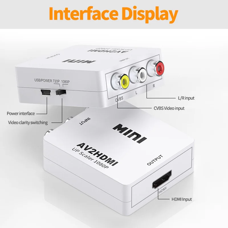 Преобразователь видео из AV в HDMI 1080P Высококачественный композитный аудио HD