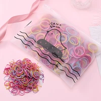 50pcs girls candy color hair bands rubber band with bag elastic hair accessories ponytail holder gum headwear kids ornaments