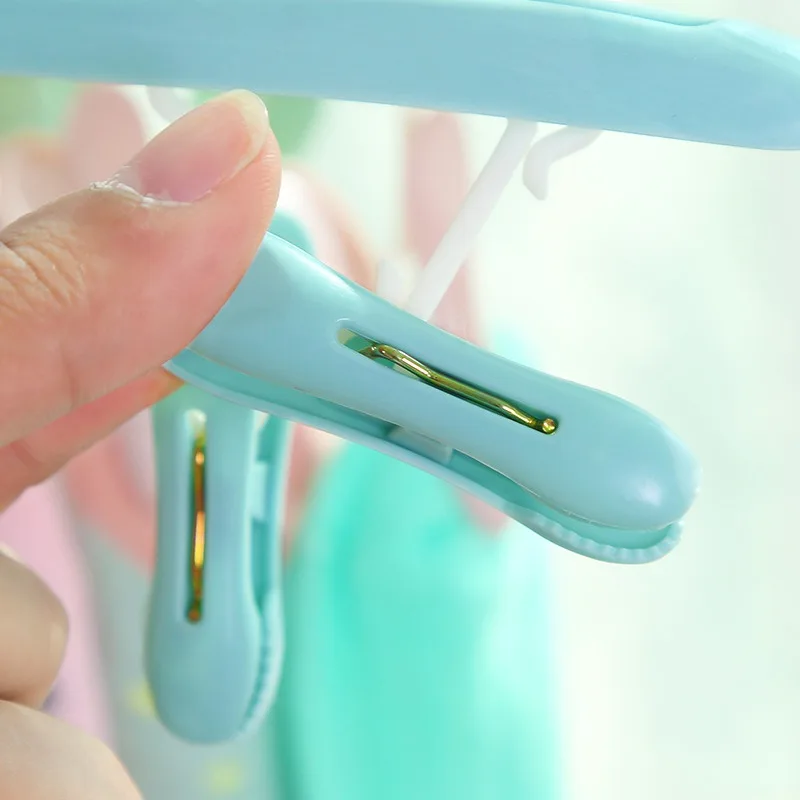 

Foldable Clip Hanger With 8 Clothespins, Rotatable Hook Hanger, Clothespin, Underwear Hanger With Clip, Plastic Laundry Clip, Dr