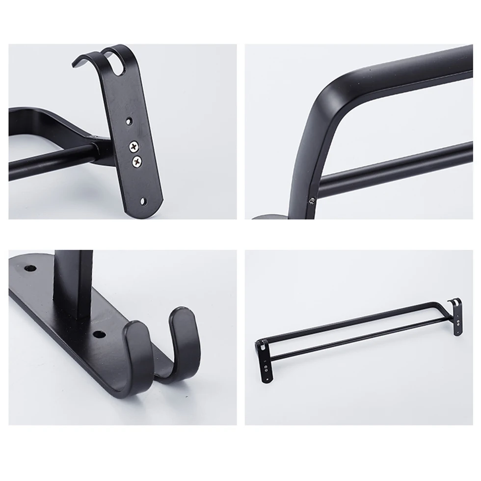 Черные двойные полки для полотенец ванной комнаты экономия места настенный