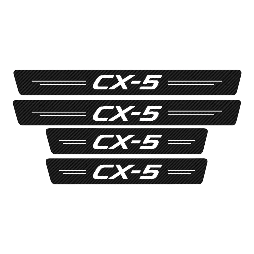 

4Pcs Car Scuff Plate Door Threshold Sill Stickers For Mazda CX-5 CX5 KE KF 2021 2020 2019 2018 2017 2016 - 2012 Auto Logo Covers