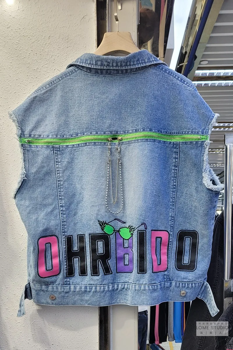 

Fashionable Cool Denim Vest Short Coat Women's Clothing Popular Denim Vest for Women Jeans Cintage Women Cloth