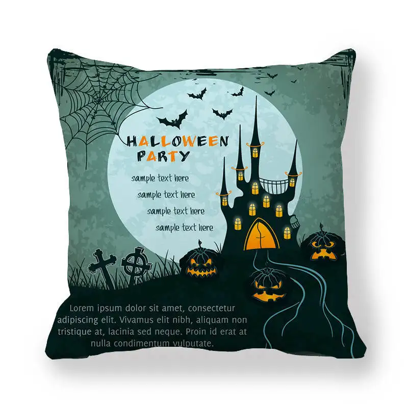 Синий ночью Хеллоуин украшение наволочка подушки летучей мыши велюром полиэстер