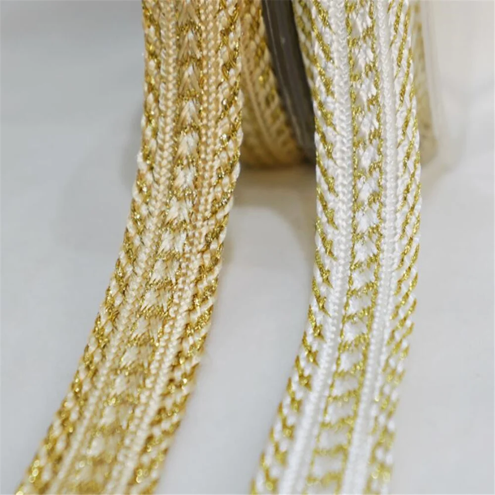 

1 lot = 5 yards, gold wire braided ribbon, DIY clothing accessories webbing lace,shoes&hats decoration materials, ethnic style