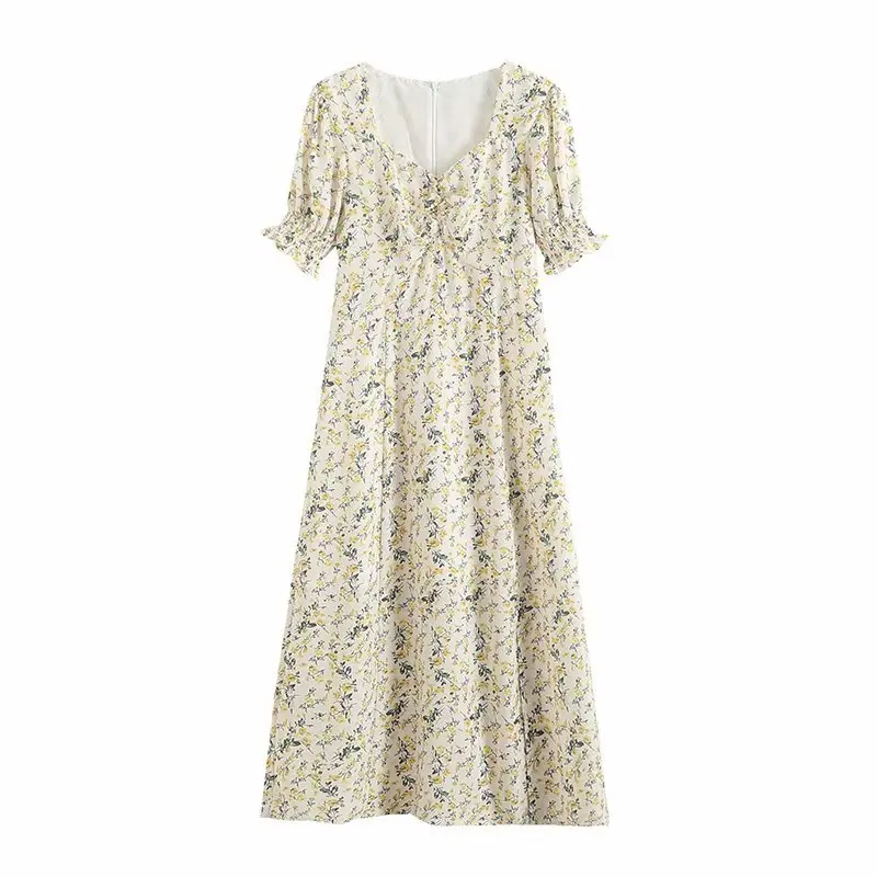 

floral summer long dress women short sleeve square collar vintage dress high waist sexy beach dress vestidos mujer