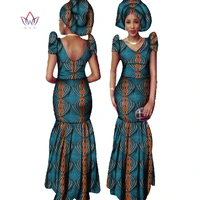 bintarealwax african print mermaid dresses for women dashiki plus size african clothing bazin dress traditional clothes wy122