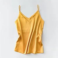 YELLOW Стиль ИМИТИРОВАННАЯ шелковая ткань атласный ремень bei heart · traeh shan Женская свободная и Базовая рубашка больших размеров Верхняя одежда Нижнее белье Топ - Цвет: YELLOW