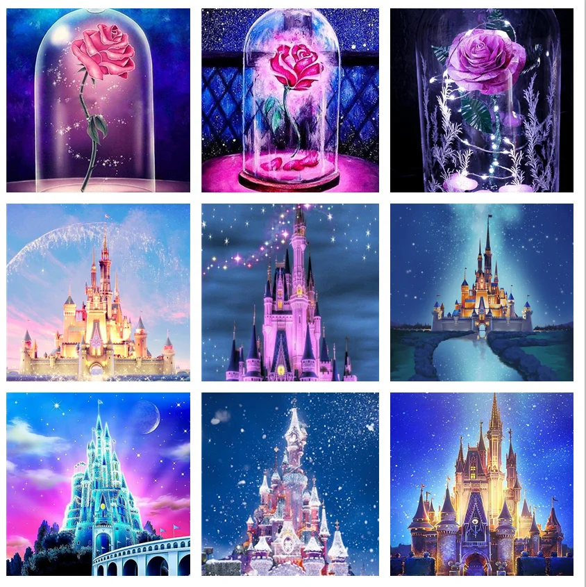 

Full AB Square Round Diamond Embroidery Cartoon Mickey Rose 5D DIY Diamond Painting Cross Stitch Rhinestone Mosaic Home Decor