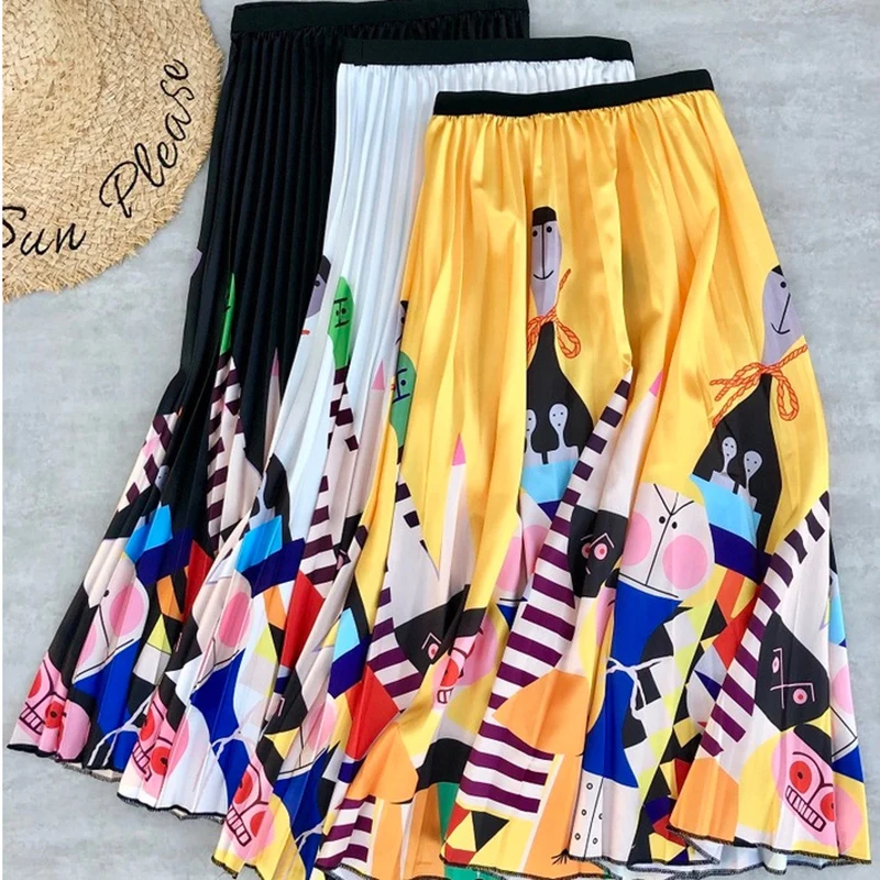 Женская длинная Плиссированная юбка трапециевидная до середины икры в