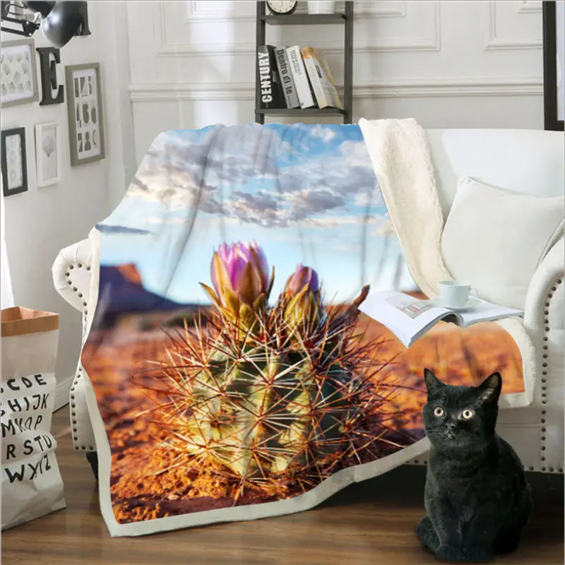 Мультяшное одеяло рождественские украшения для дома с рисунком кактуса