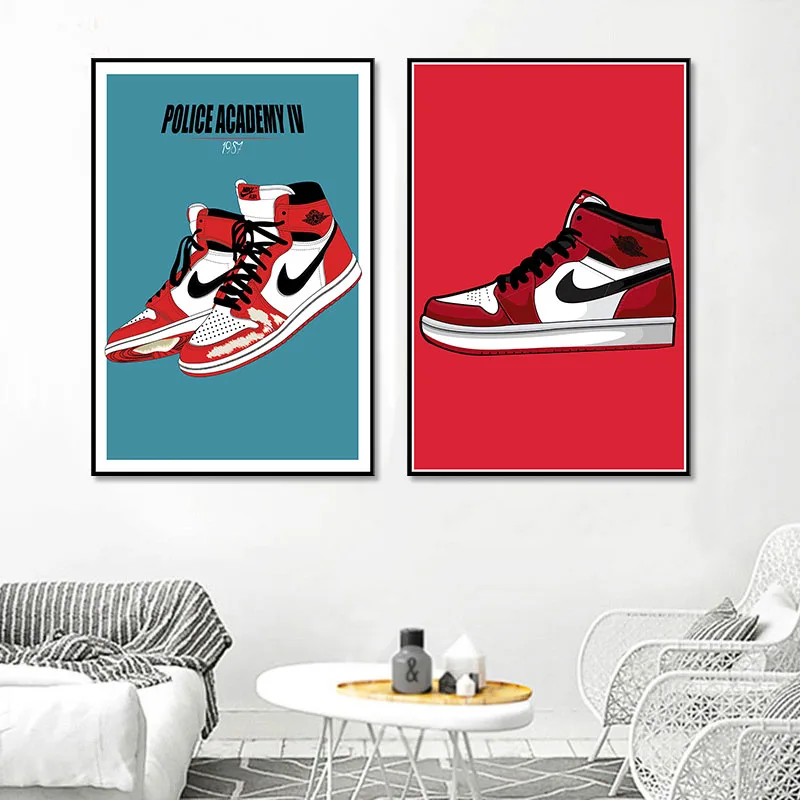Кроссовки Майкл Джордан обувь мода AJ история Air Max на холсте плакат настенная живопись Печать украшение дома для гостиной