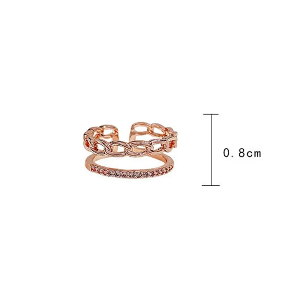 Rose Gold Color wedding rings New Rings For Women Shining Zircon Multi Layers Cross Adjustable Open Ring Jewelry | Украшения и