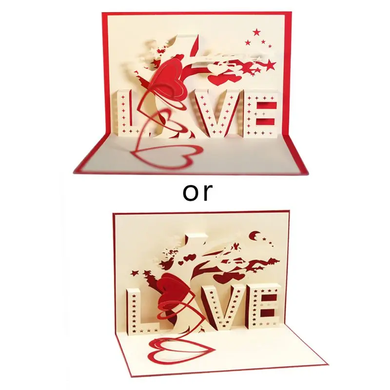 

3D Up Cards Love Tree Heart Valentine Lover Happy Birthday Greeting Card