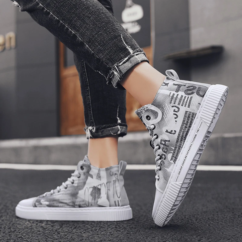 

High Top Canvas Shoe Men Fashion Men Casual Shoes Black Sneaker Man Shoe Sneakers Mesh Sport Sapato Zapatos Lona Hombre