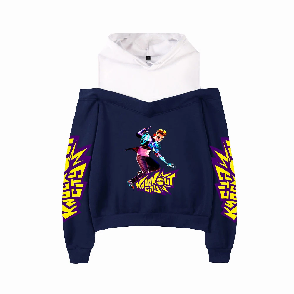 

Knockout City Hoodies Female Off Shoulder Sweatshirt Women's Pullover Harajuku Streetwear 2021 Pop Games Fashion Clothes