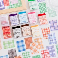 50pcs ins color fresh basic plaid deco stickers hand account collage material bullet journaling accessories aesthetic stationery