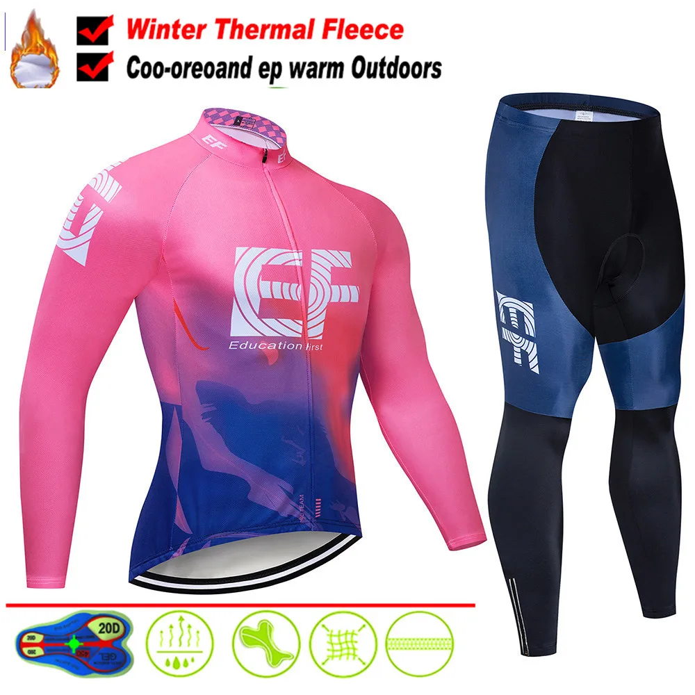 

2020 EF Winter Thermal Fleece Cycling Clothing Wear Bike MTB Jerseys Cycling Sets Men's Cycling Jersey Sets