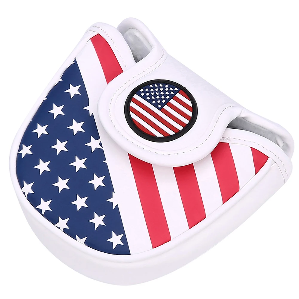 

Magnetic Closure Club Protector Durable Flag Style Thick Universal Headcover Replacement Putter Cover PU Leather Mallet Square
