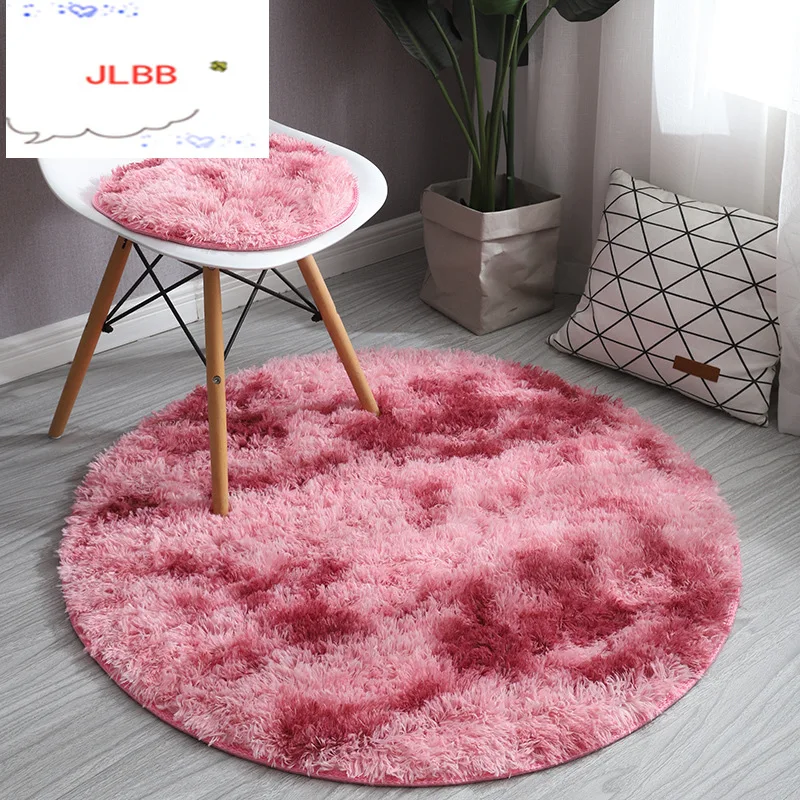 

Pink Shaggy tie-dye Round Carpet Colorful Fluffy Alfombra Circles Coffee Table Blanket Bedroom Hanging Basket Yoga Rug