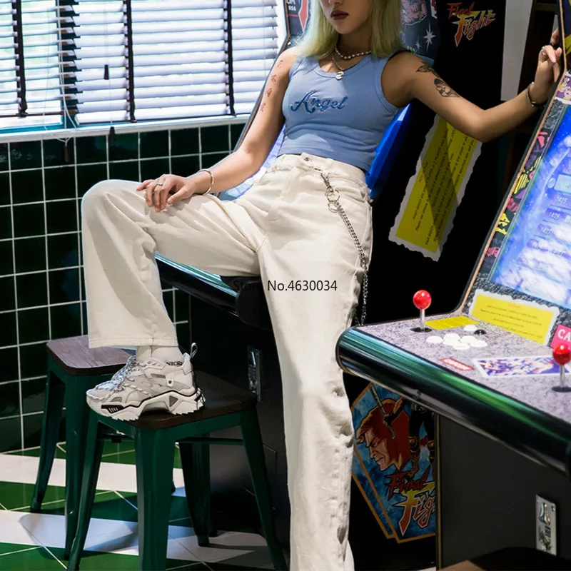 Женские однотонные брюки кэжуал с дырками и пуговицами длинные высокой талией