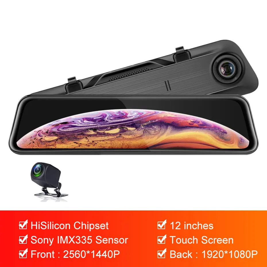 2K GPS 12 '𧄨G Max Huawei чип Sony IMX335 зеркало заднего вида DVR потоковое видео