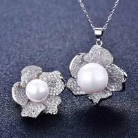 hoyon luxury high end pearl jewelry set freshwater pearl earrings shell beads ring pendant necklace for woman