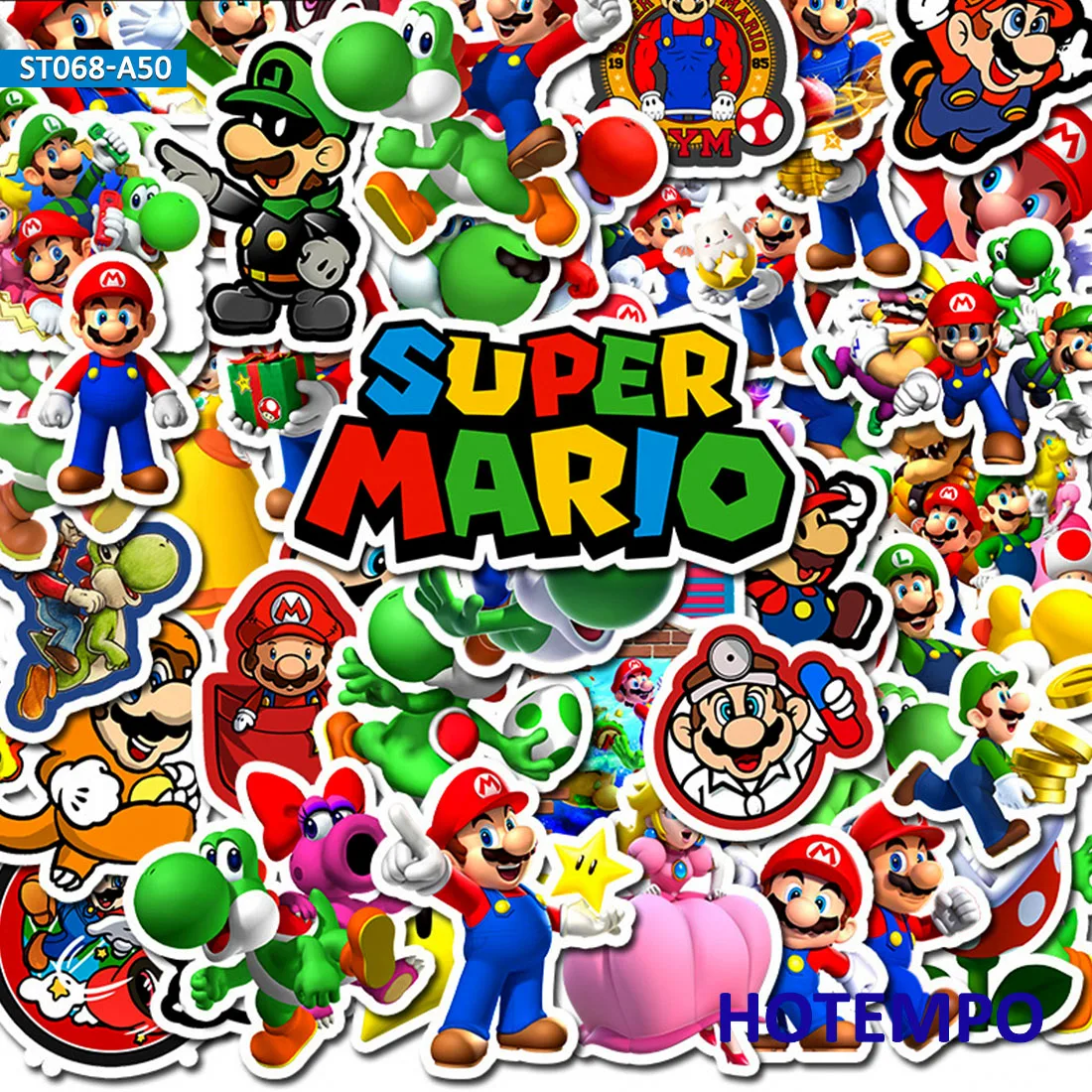 50pcs Cartoon Super Hero Mario Mush Stickers for DIY Mobile Phone Laptop Luggage Suitcase Skateboard Fixed Gear Decal Stickers