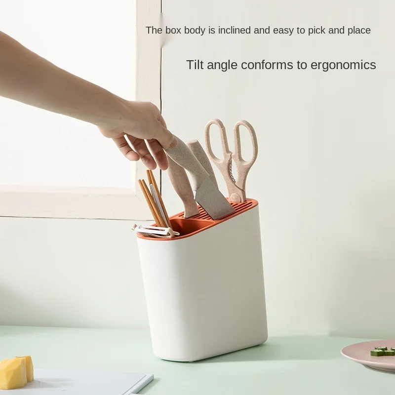 

Multi-Functional Kitchen Supplies Knives Tableware Draining Integrated Storage Rack