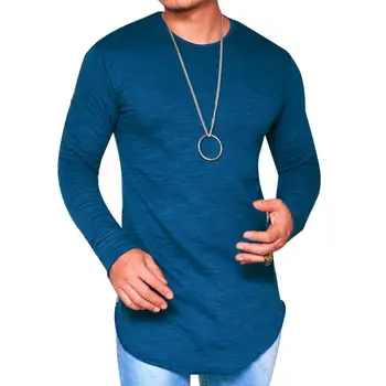 Top Men Spring Solid Color O Neck Long Sleeve Cotton Thin Casual T-shirt Bottoming Top Casual Daily Oversize Wear Clothing 2022 3