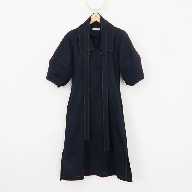 

Spring Autumn Women's Jacket French Retro Pure Color Lapel Puff Sleeve Trench Coat New Double Breasted Slim Thin Coats LL810