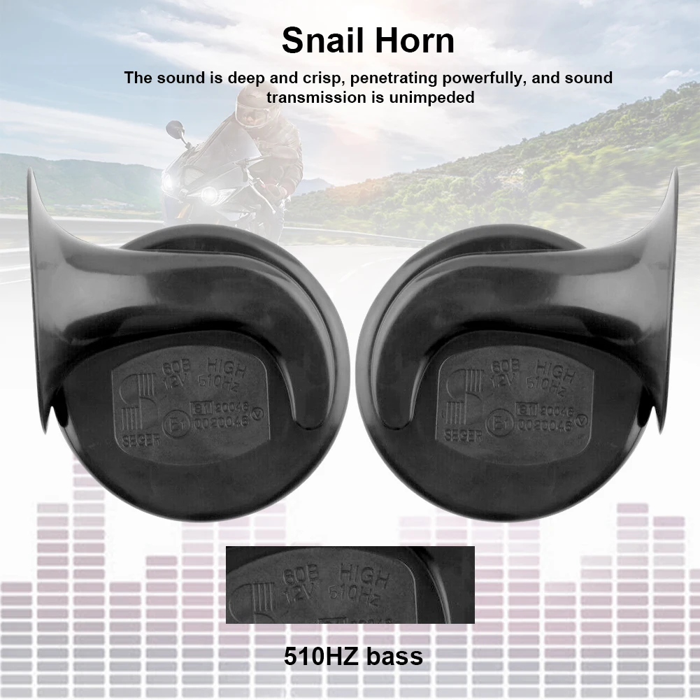 

2 Pcs 12V Universal Snail Air Horn 300DB 510HZ Loud Air Horn Train Horn for Car Motorcycle Truck Boat Accessories