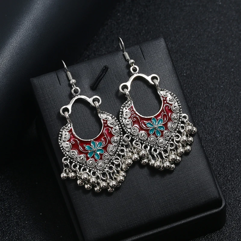 Тибетский серебристый цвет Jhumka цыганские украшения Бохо винтажные Этнические