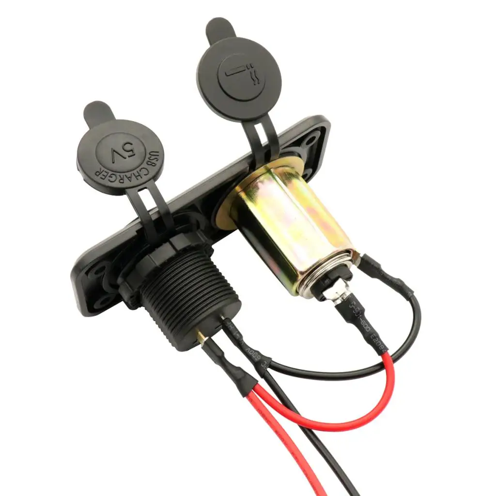 

5V 4.8A Dual USB Car Power Outlet Waterproof Marine Cigarette Lighter Adapter Panel with Blue LED Lights for Boat ATV