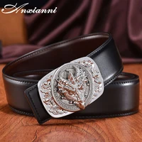 designer luxury high quality mens genuine leather belt male formal suit trousers animal shape smooth buckle belt